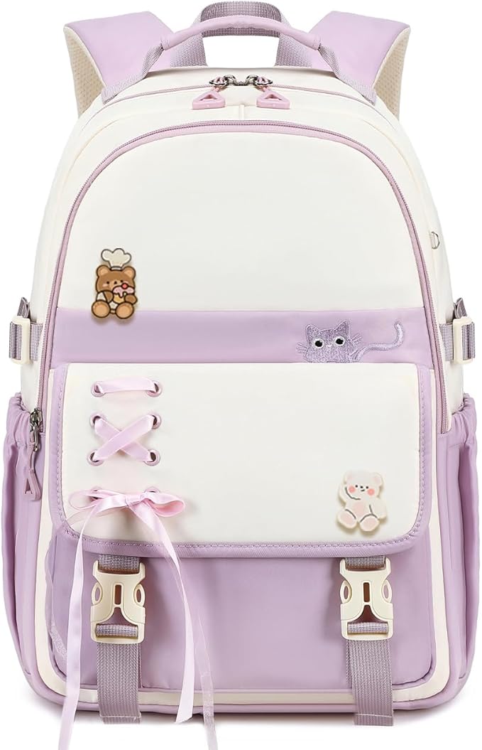 Cusangel Girls Backpack,Girls Cute Backpack Teen Kids Elementary Middle High School College Student,17" Nylon Bookbag For 9Age+ boys (Pink)