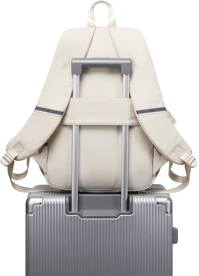 School Backpack for Girls & Women, Bookbag for Middle School & College, Large Travel Daypack for Laptop (White)