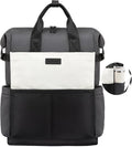 LOVEVOOK Laptop Backpack for Women, 17.3 Inch Work Travel Backpack Purse for School College Bookbag for Teen Girls Waterproof Computer Bag for Teacher Nurse Business, Black-Beige-Grey