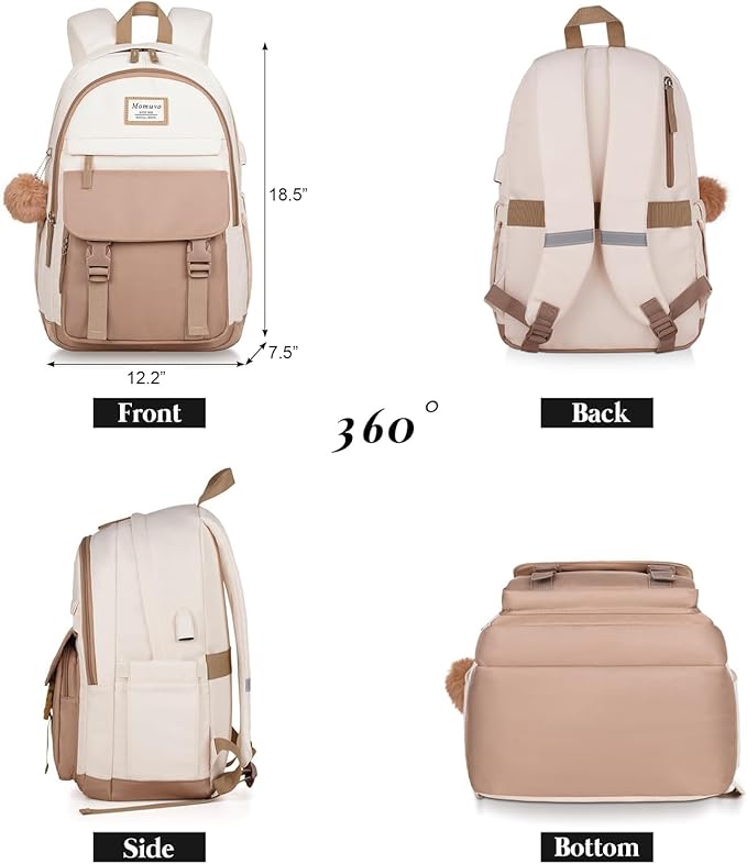 MOMUVO Backpacks for Teen Girls Women,17.3 Inch Laptop School Backpack Cute College Backpack Bookbag for Students