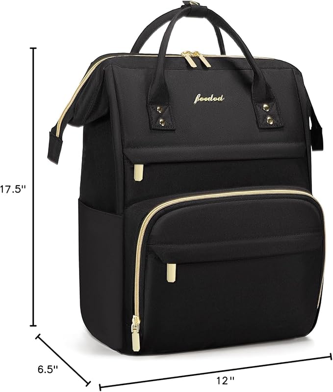 Women Laptop Backpack Teacher Bags: 17.3 Inch Nurse Computer Backpack with USB Port Work Bag Stylish Travel Daypack Bookbag Waterproof for Business Woman Gifts BLACK