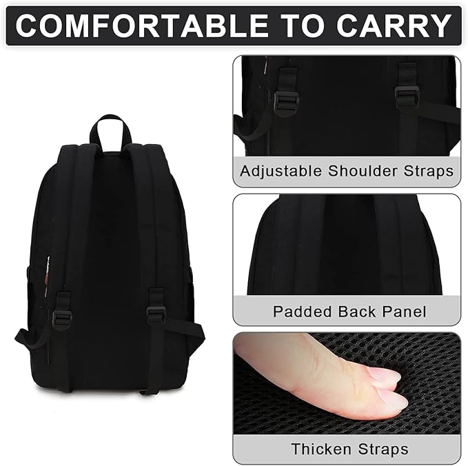 RAVUO School Backpack for Men Women, Water Resistant 15.6 inch Laptop Bag College Bookbag Casual Daypack Travel Rucksack