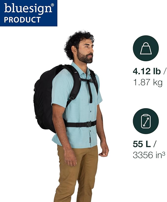 Osprey Farpoint 55L Men's Travel Backpack - Carry On Bag with Personal Item Sized Detachable Daypack, Sawdust