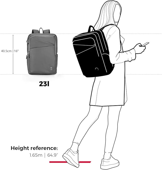 Swissdigital Design Laptop Backpack for Women，Travel Backpack with USB Charging Port，Fits 15.6 Inch School Computer Backpacks for Work Business,Grey | SD1006F-02