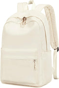 Bluboon School Backpack for Teen Girls Women Laptop Backpack College Bookbags Middle School Travel Work Commuter Back Pack(Solid Beige)
