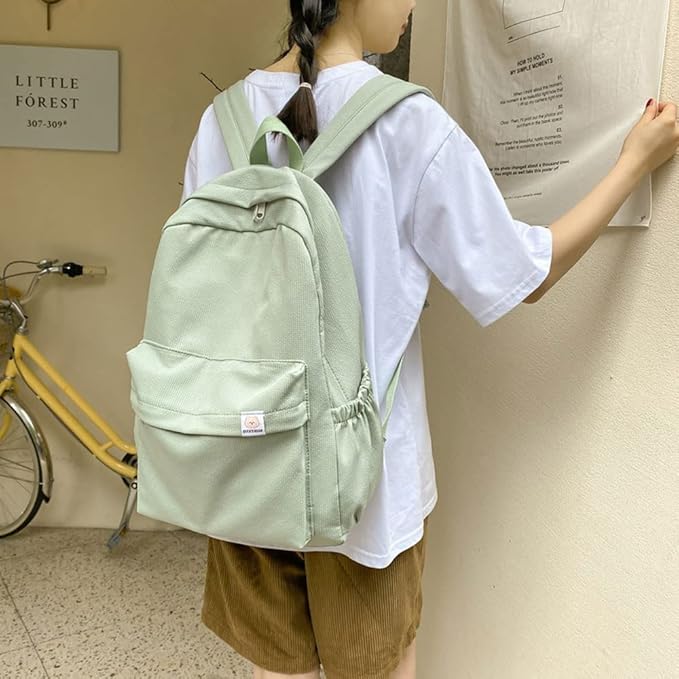 Aesthetic Backpack Cute Backpack School Supplies Laptop Bag for Teens Girls Women Students Solid Color