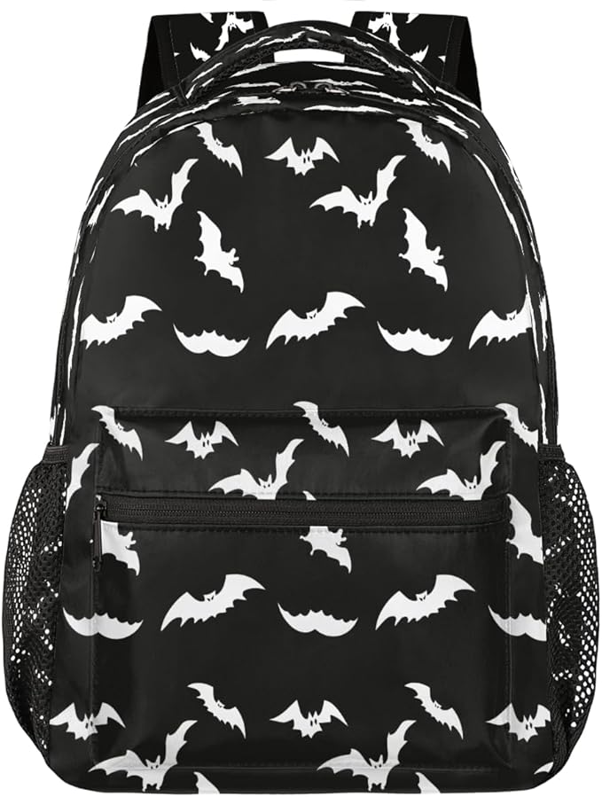 Pardick Halloween Bat Backpack for Kids Girls Boys Lightweight School College Students 18in Bookbag Large Capacity Computer Backpacks Laptop Rucksack Travel Gym Hiking Camping Daypack
