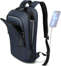 hk Backpack for Men Business Slim Backpack with USB Charger Computer Lightweight Anti-theft Travel Backpacks 15.6 inch Water Resistant Laptop Bag for Work Office College-Dark Blue
