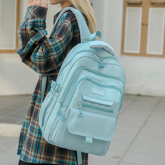 School Cute Aesthetic Backpack Girls Basckpack for Students Kids Teen Girls Large Capacity Bookbags College Backpacks Laptop Lightweight Bookbag Casual Travel Daypacks School Bag（Blue）