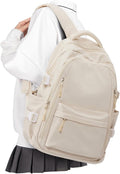 BOXSAM Lightweight Backpack for Women, Large Laptop Travel Backpack Casual Daypack College Bag Rucksack for Men. Beige