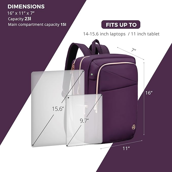 Swissdigital Design Business Laptop Backpack for Women, College Computer Backpack with USB Charging Port, Fits 15.6 Inch Laptop Travel Work Backpack, Purple | SD1006F-46
