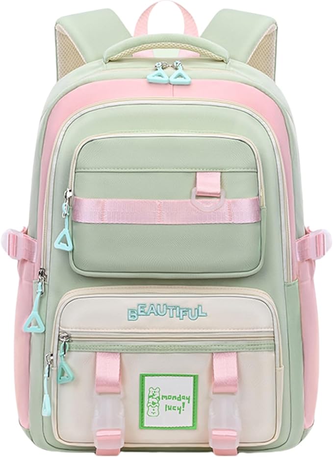 Cute Aesthetic Backpack for Women College Laptop Backpacks Kawaii Preppy Multiple Pockets Anti Theft Waterproof Large Daypack (Green)