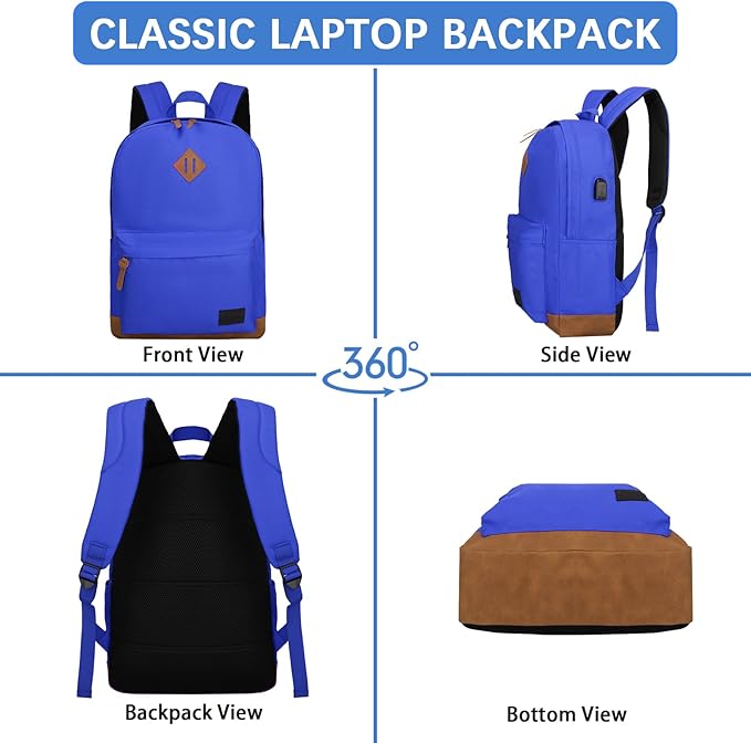 Goloni Backpack for Men Women, Anti-Theft Travel Laptop Backpack, Water Resistant 17.3 Inch USB Charging Backpack, Large Capacity Work Commute Bag