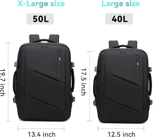 Carry on Travel Backpack for Men Women, Extra Large 50L Flight Approved Expandable Suitcase With USB/Type-C Charging Port, Victoriatourist Water Resistant Luggage Daypack Business Weekender Bag, Black
