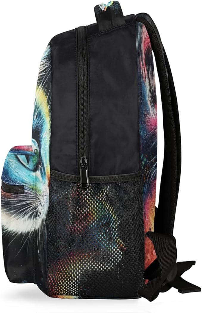 Pardick Cute Cat Colorful Backpack for Kids Girls Boys Lightweight School College Students 18in Bookbag Large Capacity Computer Backpacks Laptop Rucksack Travel Gym Hiking Camping Daypack