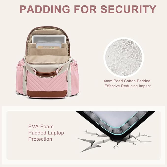 Laptop Backpack for Women Bookbag: 15.6 inch Work Backpacks with Pouch Pocket for Large Capacity Cup & USB Charger College Book Bag Travel Business Nurse Teacher Bookbags Anti-theft Back Pack