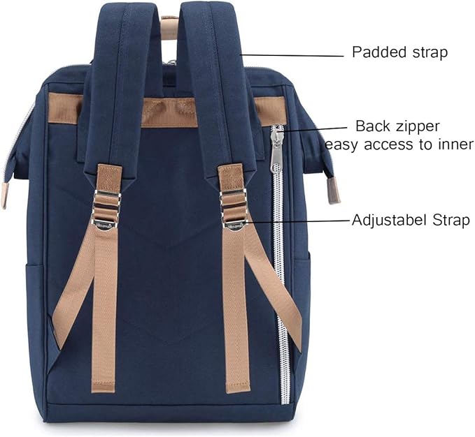 himawari Large Travel Backpack with Laptop Compartment 17 Inch Roomy Doctor Bag College backpack for Women&Men-Not include USB Port(1882-Navy blue&plus)