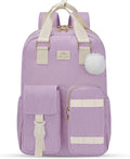 MATEIN Cute School Backpack for Teens Girls, 15.6 Inch Kawaii College Backpack Corduroy Computer Bookbag, TSA Lightweight Laptop Back Pack Aesthetic Preppy Kids Students, Purple
