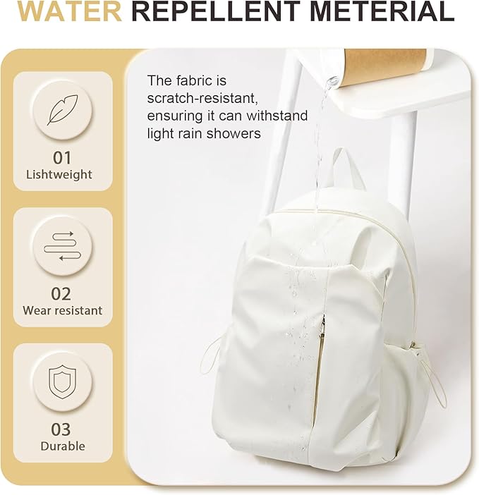 Basic Backpack For High School Women Men,Lightweight Casual Daypack College Backpack,Simple Bookbag For Teens Boys Girls,Waterproof School Bag(Beige)