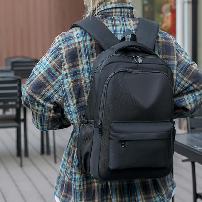 Cute College Backpack for School Aesthetic Backpack for Teen Girls Students Laptop Bag Large Capacity Bookbags Kids Travel Lightweight Backpacks for Casual Daypacks School Bag Solid Color(Black)
