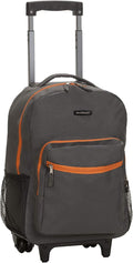 Rockland Double Handle Rolling Backpack, Charcoal, 17"