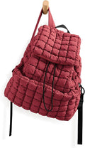 ODODOS Quilted Backpack 2.0 for Women Lightweight Puffer Hiker Pack Drawstring Padding Travel Gym Bag, True Red