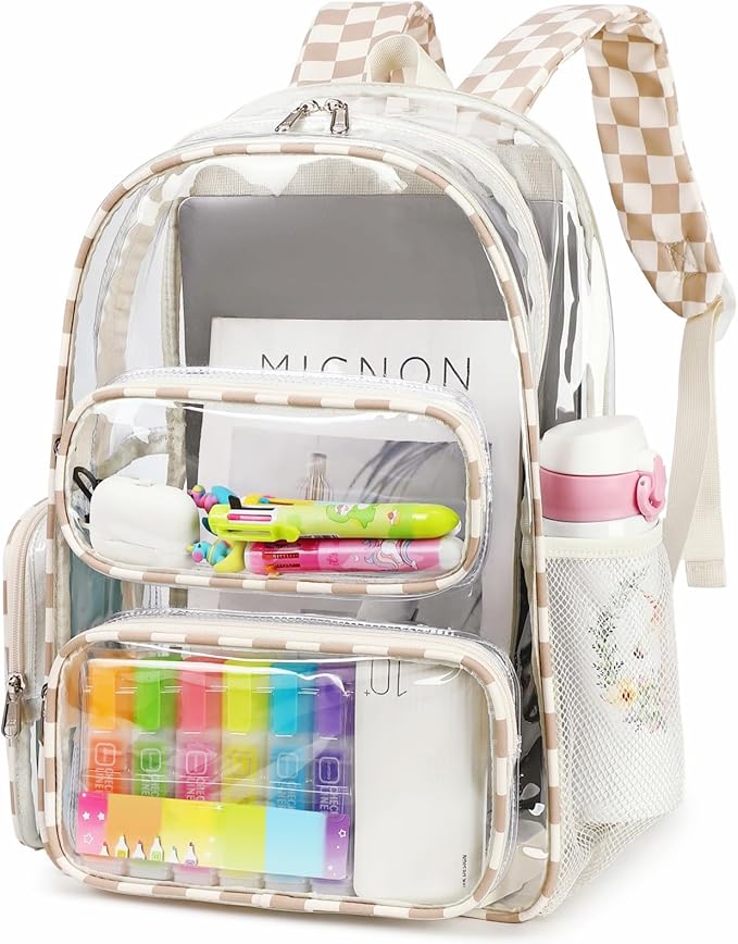 BTOOP Clear Backpack Heavy Duty Transparent Backpack 17" See Through Bookbag for College Work Festival Security with Padded Strap Large Capacity