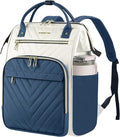 VANKEAN 17 Inch Laptop Backpack for Women Men Fashion Computer Work Bag, Large Capacity Waterproof Backpack with USB Port & RFID Pockets, College Daypack Business Travel, Beige-Haze blue