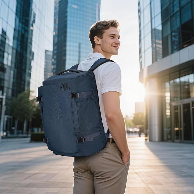 40L Travel Backpack, TSA Friendly Flight Approved Carry on Backpack for Men Women, Fits 17.3 Inch Laptop with USB-A&C Ports, Weekender Bag, Blue