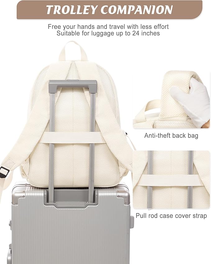 Classic Backpacks For School Teens Girls Boys, Lightweight Casual Daypacks Middle Students Backpck, Cute High School Bookbag, Simple College Backpack for Women Men(Beige)