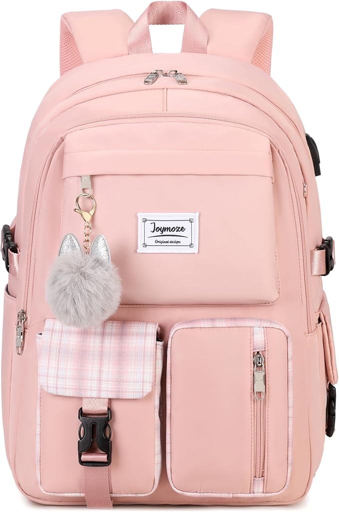 Joymoze Women Fashion Travel Backpack Set Roomy Laptop Rucksack Set Casual Daypack for Girl Pink