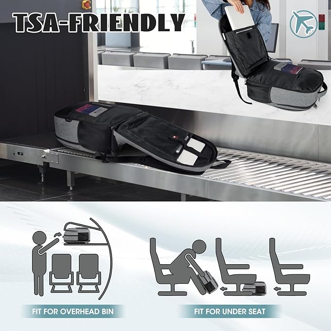 Travel Laptop Backpack, 17 Inch Extra Large Laptop Backpack with USB Charging Hole 45L Anti Theft Travel Backpack Water Resistant College Business Computer Bag Fit 17.3 Inch Laptop for Men Women Grey