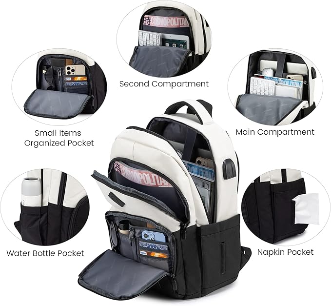 LOVEVOOK School Backpack for Women Men Classic Backpack with 15.6" Laptop Compartment Lightweight Bookbag for College Work High School