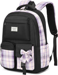 Girls Backpack Teen Girls Bookbag, Big Student School Backpack for Middle High School College Women Cute Schoolbag for Kids Teenage Back Pack (Black Purple)