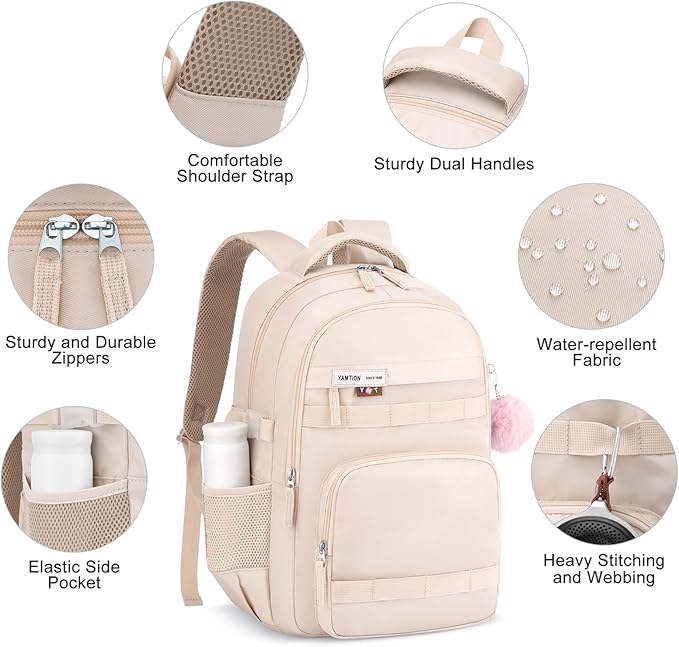 YAMTION Backpack for Teens,School Book Bag with Laptop Compartment for Students,Laptop Back Pack with Large Capacity for Girls Women Work Travel Weekend