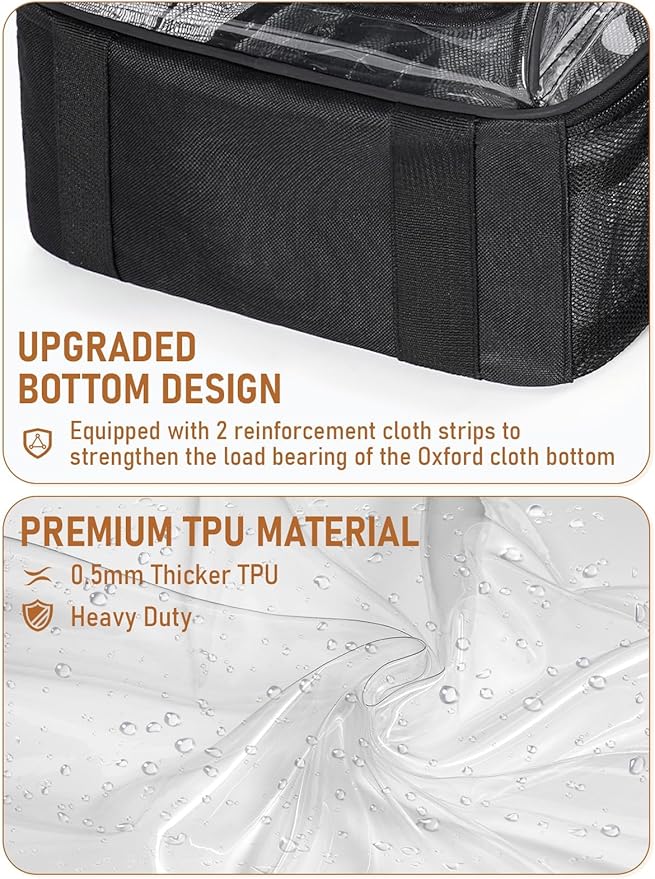 Clear Backpack Heavy Duty, Large TPU Clear Bookbag for Boys Girls Adult, See Through Transparent Back Pack with Multiple Pockets for College Work Casual Security,Black