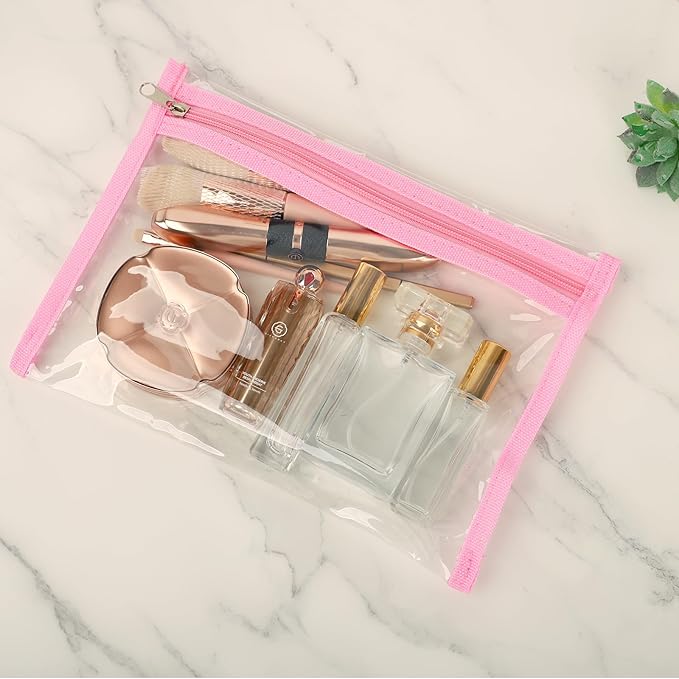 Clear Drawstring Bags, Transparent Storage Backpack for Stadium Approved,2 pieces, Concert Baseball Festival Beach Makeup Bag (1, Pink)