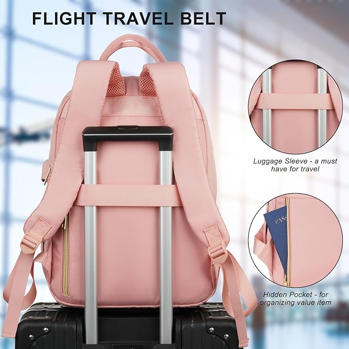 Backpack Boogbag for Women,Cute School Backpack for Teen Girls with Laptop Compartment,Quilted Stylish Computer Bag Big Book Bag for College Student Work,Pink