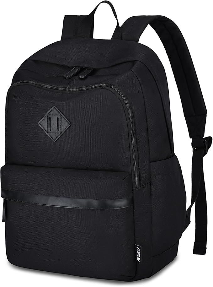 RAVUO Backpack for Men, Water Resistant Black School Backpacks Large Bookbag 15.6inch Laptop Back Pack College Daypack Schoolbag for Teen Boys Girls