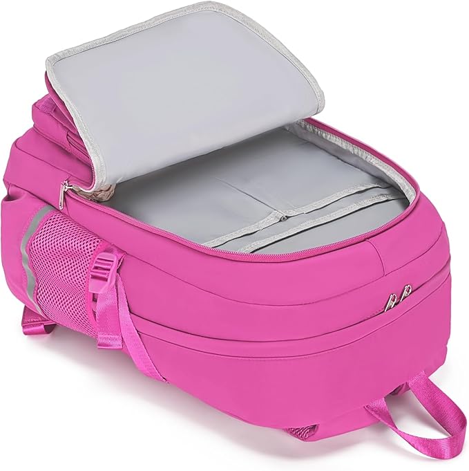 School Backpack for Girls & Women, Bookbag for Middle School & College, Large Travel Daypack for Laptop (Fuchsia)