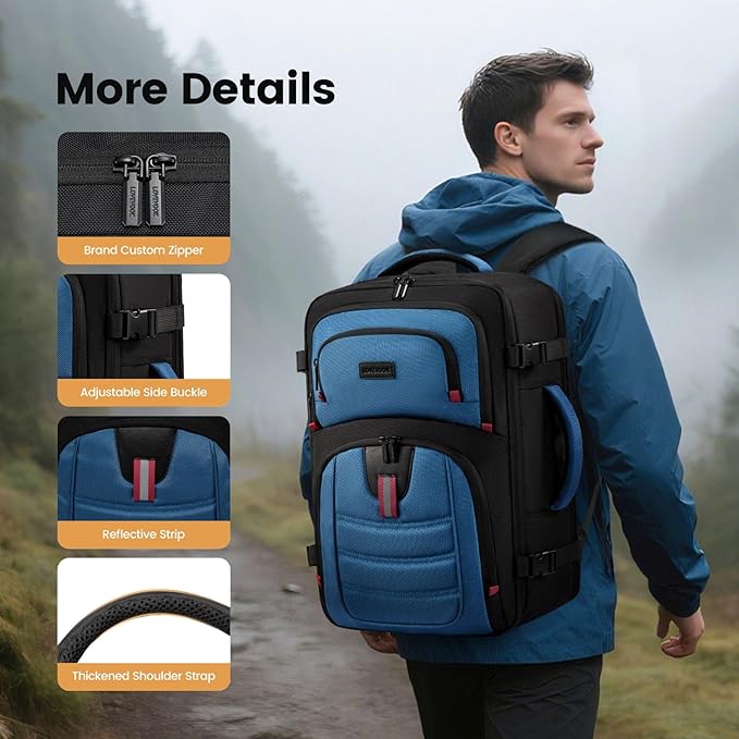 LOVEVOOK 40L Travel Backpack for Men, Airline Approved Carry On Luggage with 3 Packing Cubes, TSA Overnight Bags, Waterproof Personal Item Bag, Weekender Essentials Backpacks fits 17.3" Laptop