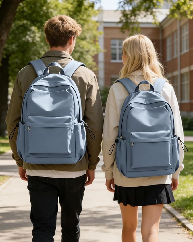 SEAFEW Blue School Backpack for Girls Boys, Small Waterproof Bookbag for Women Men, College Student School Bag, Lightweight Travel Rucksack Casual Daypack,Laptop Backpacks