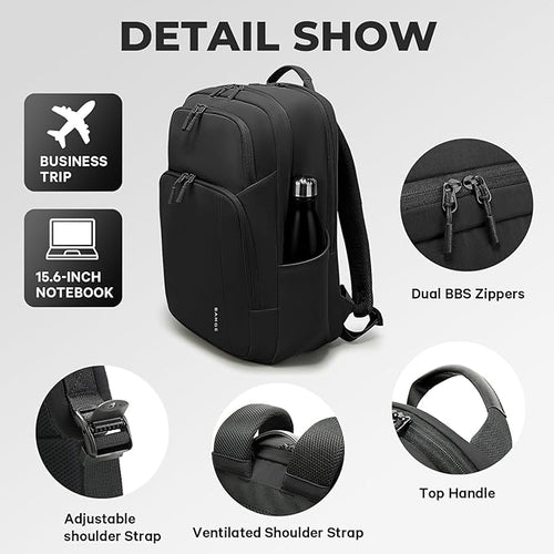 BANGE Casual Daypacks With Separated 15.6 Inches Laptop Compartment, FAA Flight Approved Weekender Bag Carry on Backpack, Waterproof Commute Work for Men and Women