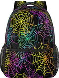 Pardick Colorful Spider Web Backpack for Kids Girls Boys Lightweight School College Students 18in Bookbag Large Capacity Computer Backpacks Laptop Rucksack Travel Gym Hiking Camping Daypack