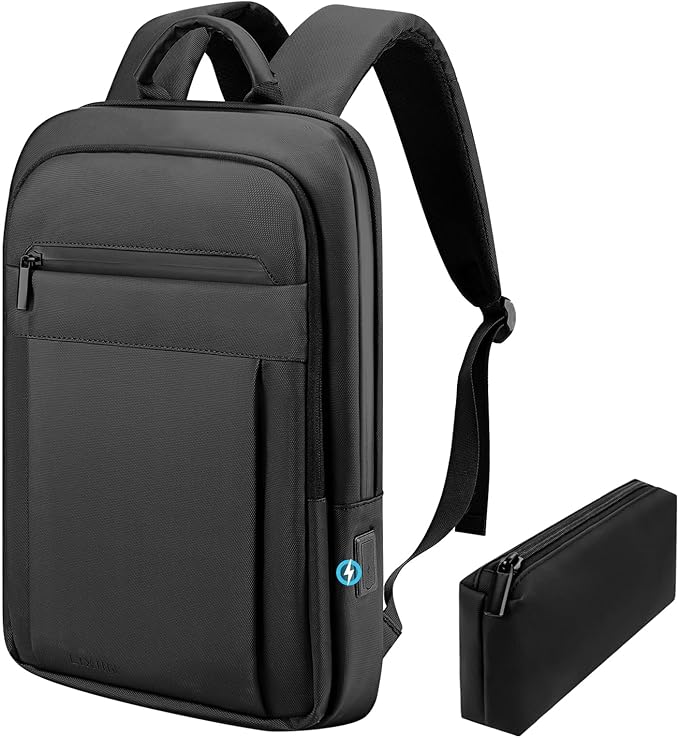 Backpack for Men Women Lightweight Business Laptop Backpack for 15.6 Inch Computer Bag Slim Anti-Theft Backpack for Commuting Work Office College Travel with a Small Bag (Black, 15.6") | Lightweight, Computer Bag, for Commuting, Work, Office, College