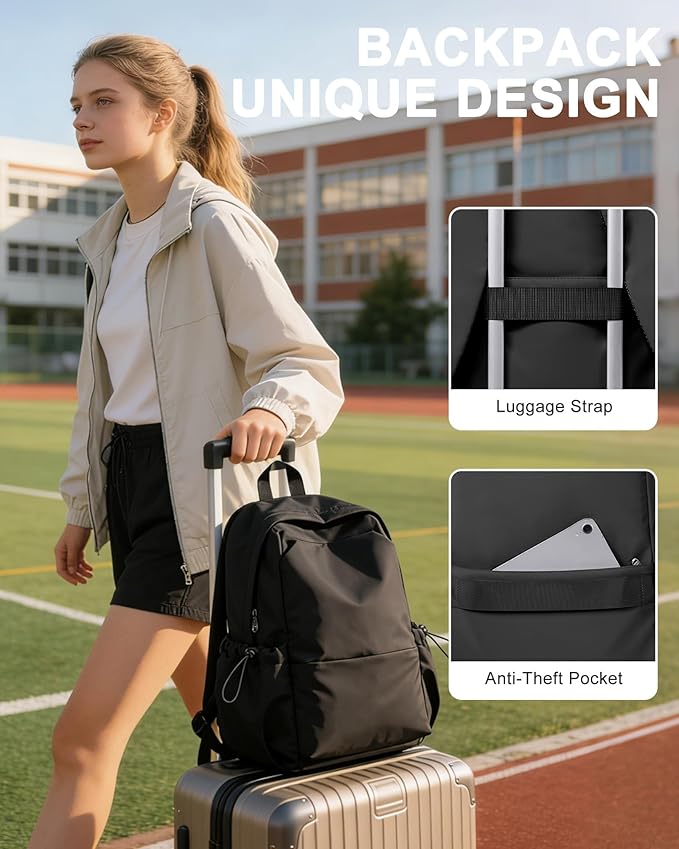 Black Backpack For Women Men School Backpacks Aesthetic Lightweight College Backpack for Boys Girls Book Bag Casual Daypack Laptop Gym Backpacks