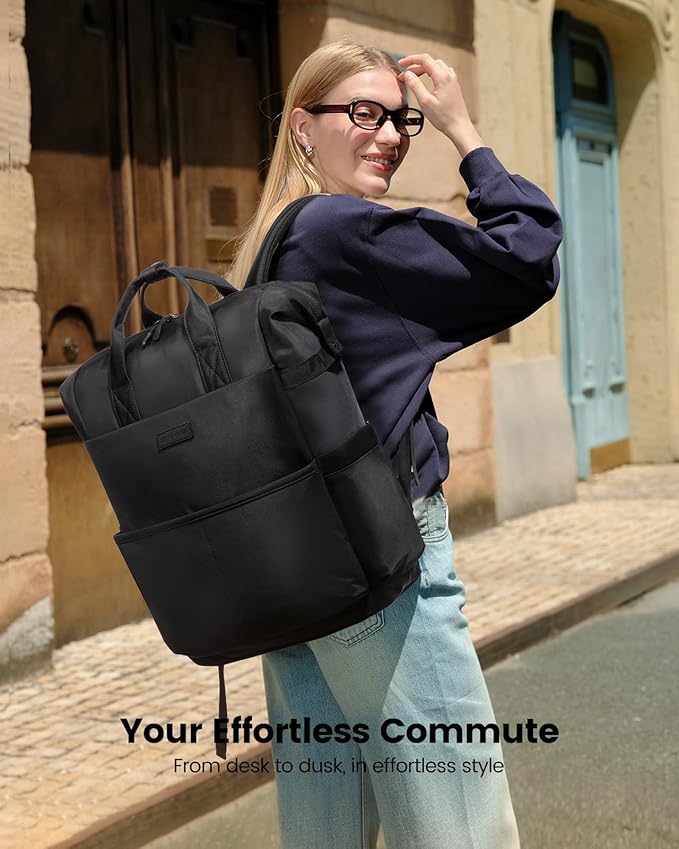 LOVEVOOK Laptop Backpack for Women, 17.3 Inch Work Travel Black Business Backpack Purse for School College Bookbag for Teen Girls Computer Backpack for Teacher Nurse