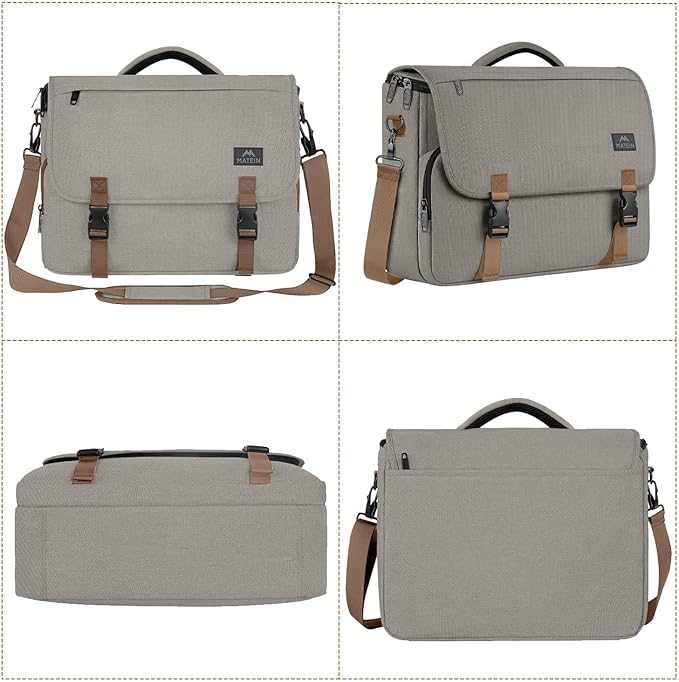 MATEIN Messenger Bag for Men, Briefcases Lightweight Men's Laptop Bag 17.3 inch Water Resistant Crossbody Satchel Computer Work Office Case with Shoulder Strap, Brown