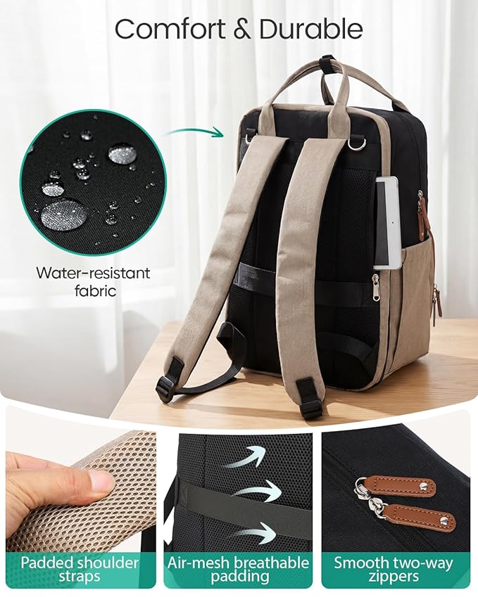 Extra Large Diaper Bag Backpack for Two Kids Twins - Expandable Baby Bag (26-36L), Dual Big Compartments - Includes Changing Pad & Stroller Straps, Unisex Black Khaki