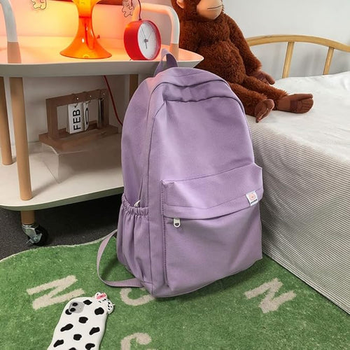 Aesthetic Backpack Cute Backpack School Supplies Laptop Bag for Teens Girls Women Students Solid Color